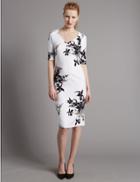 Marks & Spencer Floral Print Half Sleeve Bodycon Dress Black Mix