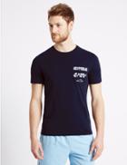 Marks & Spencer Pure Cotton Printed Crew Neck T-shirt Navy Mix