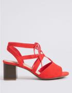 Marks & Spencer Extra Wide Fit Block Heel Lace-up Sandals Flame