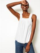Marks & Spencer Pure Cotton Textured Camisole Top Ivory