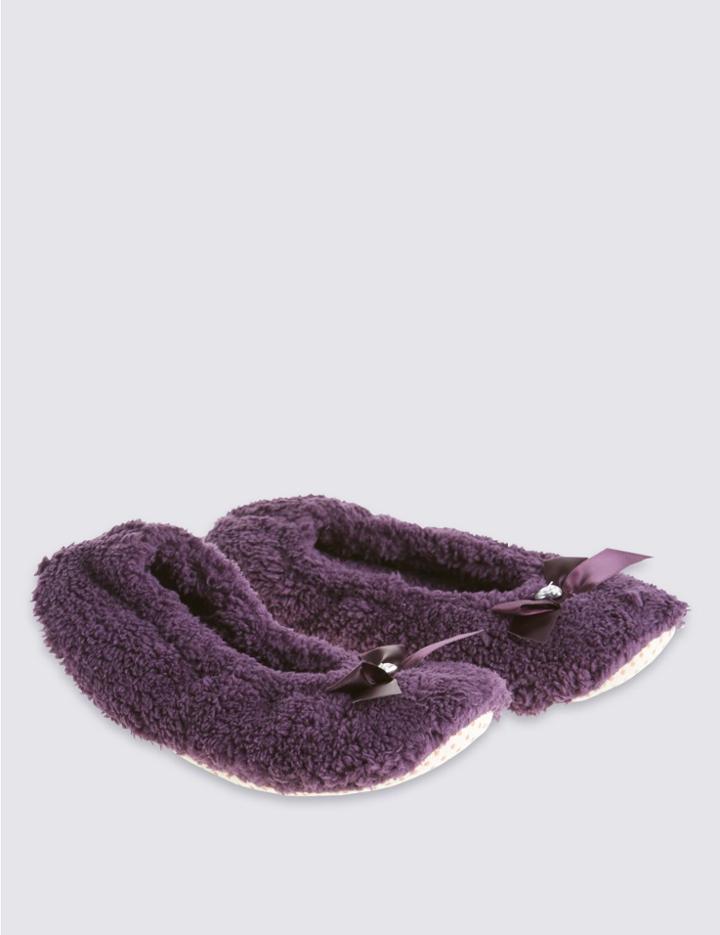 Marks & Spencer Gem Ballerina Slippers Purple