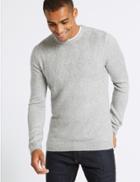 Marks & Spencer Supersoft Textured Crew Neck Yoke Jumper Silver Grey