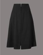 Marks & Spencer Zipped Front A-line Midi Skirt Black