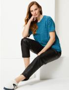 Marks & Spencer Cosy Round Neck Half Sleeve Top Teal