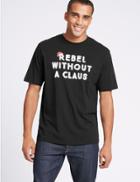 Marks & Spencer Pure Cotton Christmas T-shirt Black