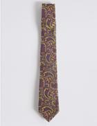 Marks & Spencer Pure Silk Paisley Tie Yellow Mix