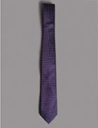 Marks & Spencer Pure Silk Spotted Tie Purple Mix