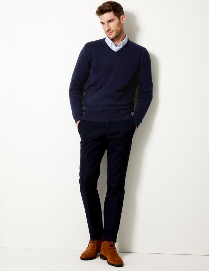 Marks & Spencer Pure Cotton V-neck Jumper