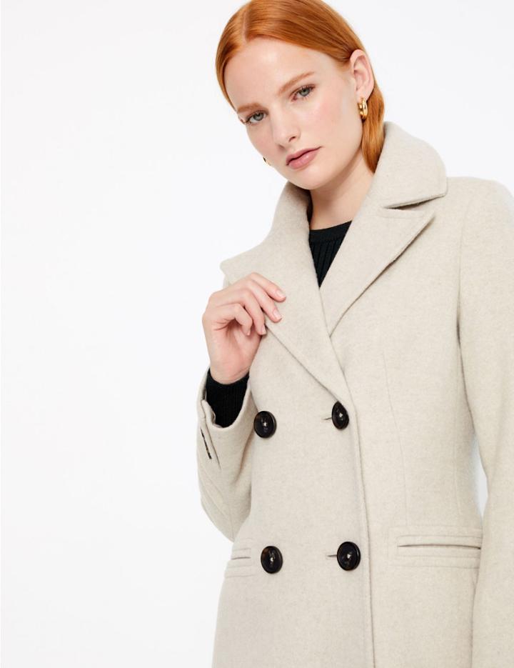 Marks & Spencer Fitted Double Breasted Coat Ecru