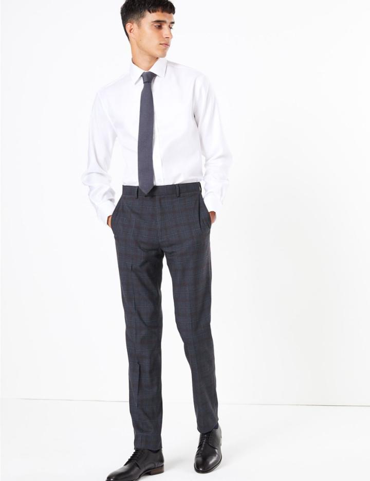 Marks & Spencer Skinny Fit Overcheck Trousers Indigo