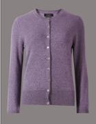 Marks & Spencer Pure Cashmere Button Through Cardigan Medium Grape