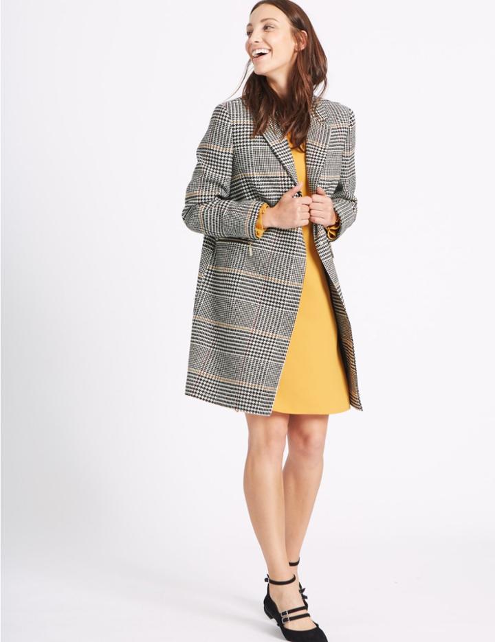 Marks & Spencer 2 Pocket Printed Coat Black Mix