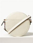 Marks & Spencer Faux Leather Croc Effect Crossbody Bag Winter White