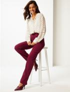 Marks & Spencer Straight Leg Roma Rise Jeans Dark Burgundy