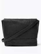 Marks & Spencer Textured Leather Messenger Bag Black