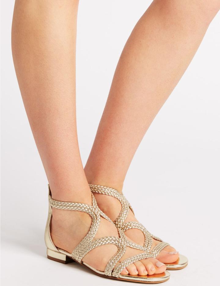 Marks & Spencer Weave Sandals Gold
