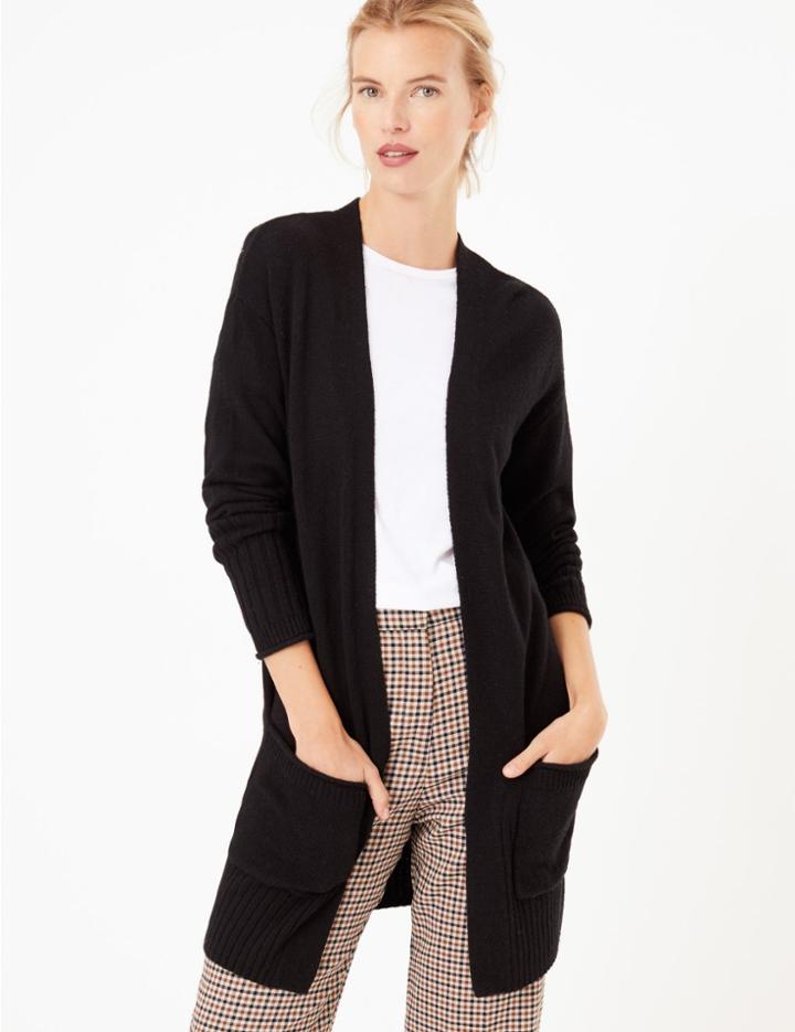 Marks & Spencer Lola Ribbed Edge To Edge Cardigan Black