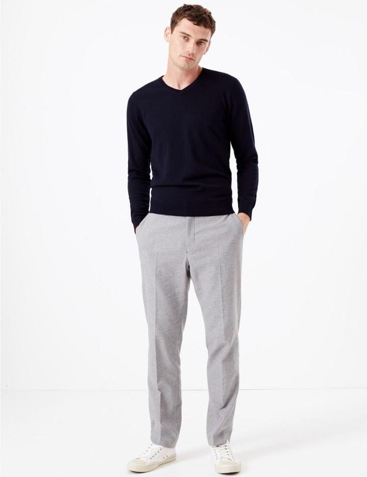 Marks & Spencer Slim Fit Textured Stretch Trousers
