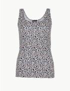 Marks & Spencer Pure Cotton Animal Regular Fit Vest Top White Mix