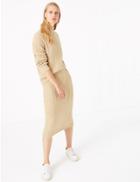 Marks & Spencer Knitted Midi Skirt Camel