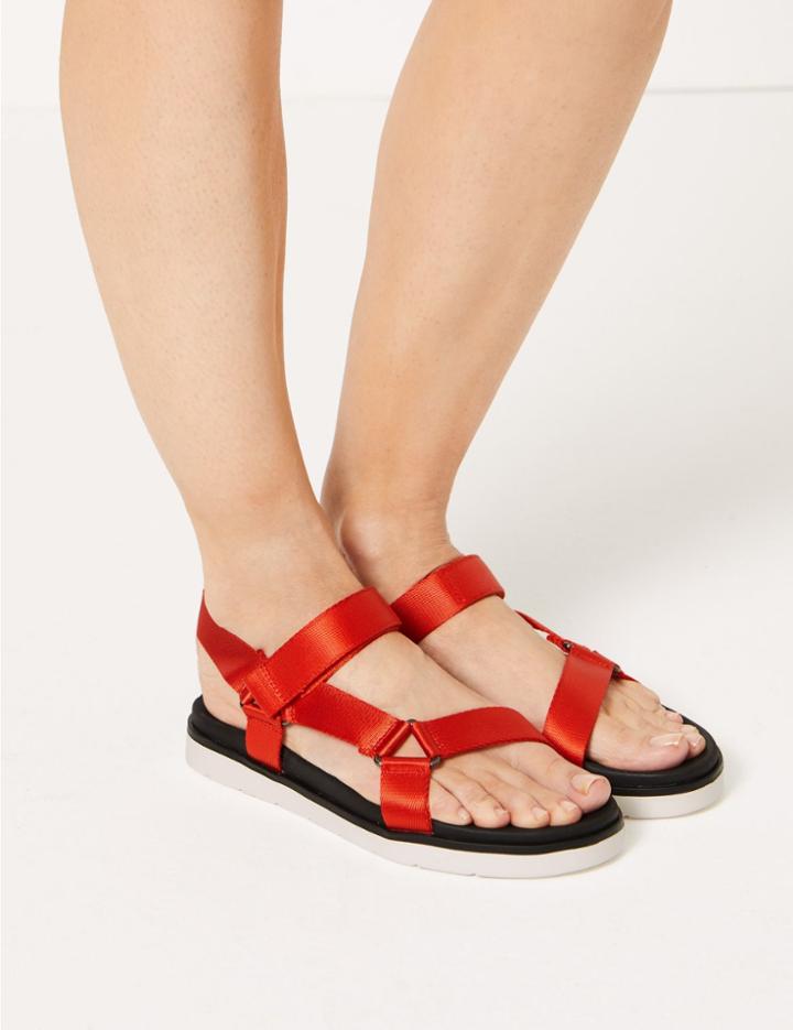 Marks & Spencer Flatform Velcro Two Band Sandals Orange Mix