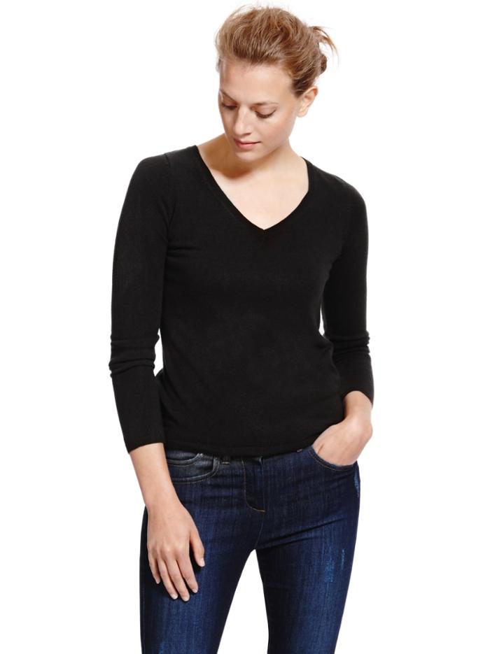 Marks & Spencer Cashmilon™ V-neck Jumper Black