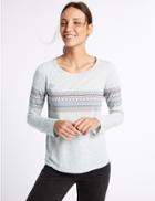 Marks & Spencer Fairisle Print Long Sleeve T-shirt Grey Mix
