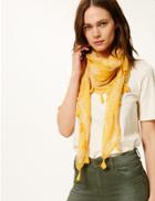 Marks & Spencer Printed Square Western Scarf Yellow Mix