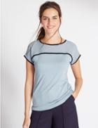 Marks & Spencer Short Sleeve Tipped Jersey Top Light Blue