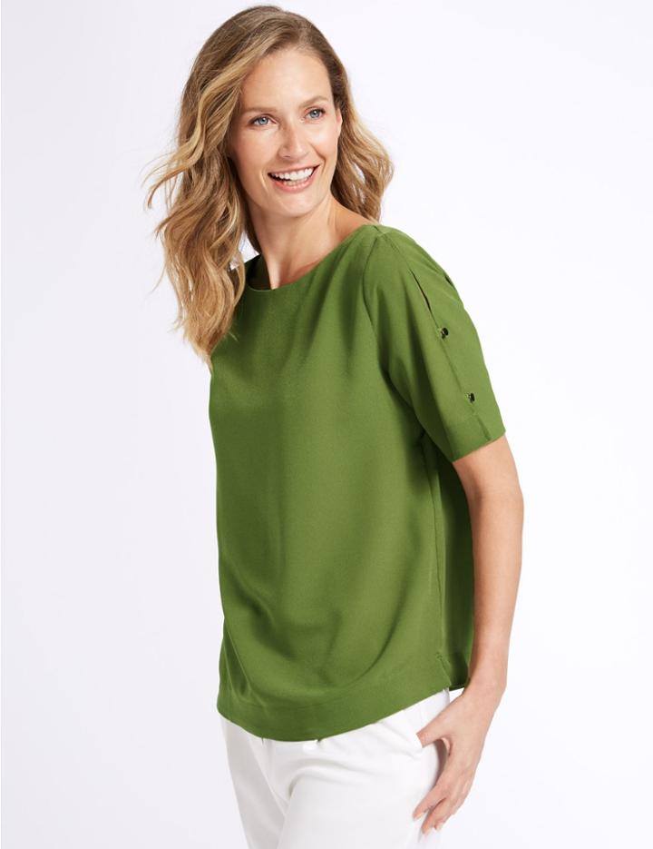 Marks & Spencer Spilt Sleeve Half Sleeve Shell Top Olive