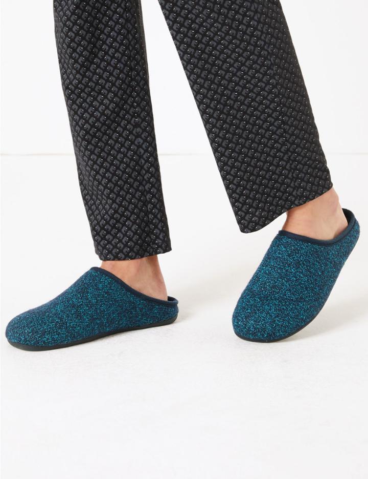 Marks & Spencer Speckled Mule Slippers Blue Mix