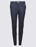 Marks & Spencer Frill Pocket Roma Rise Skinny Leg Jeans Dark Indigo
