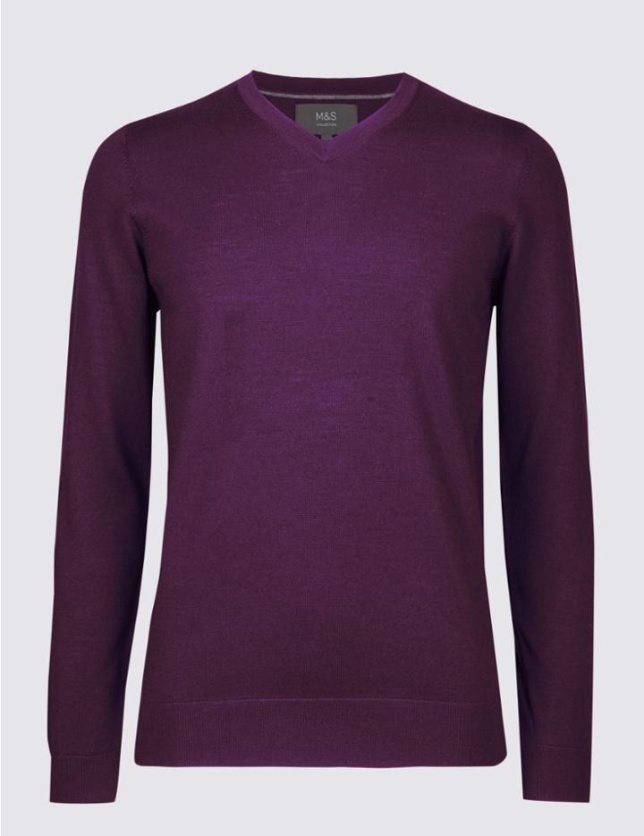 Marks & Spencer Pure Merino Wool Jumper Bright Purple