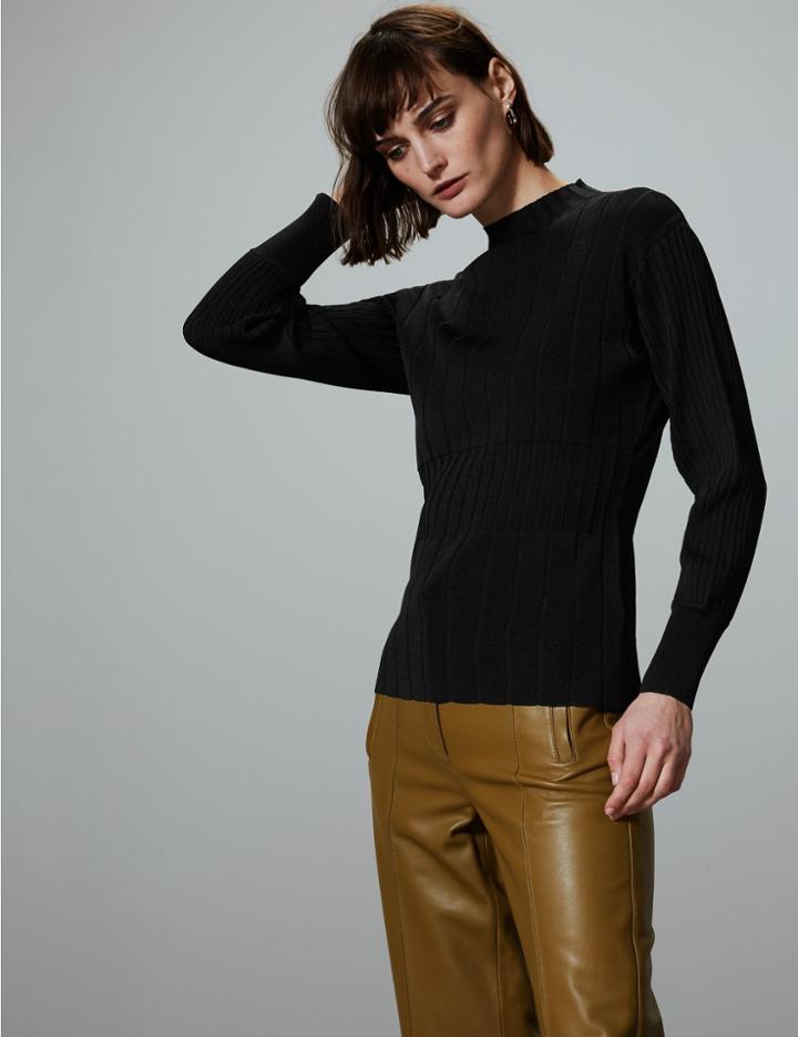 Marks & Spencer Ribbed Turtle Neck Jumper Black