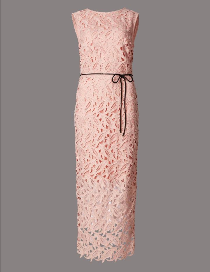 Marks & Spencer Lace Maxi Dress With Belt Blush