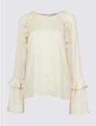 Marks & Spencer Ruffle Sleeve Round Neck Blouse Pale Pink