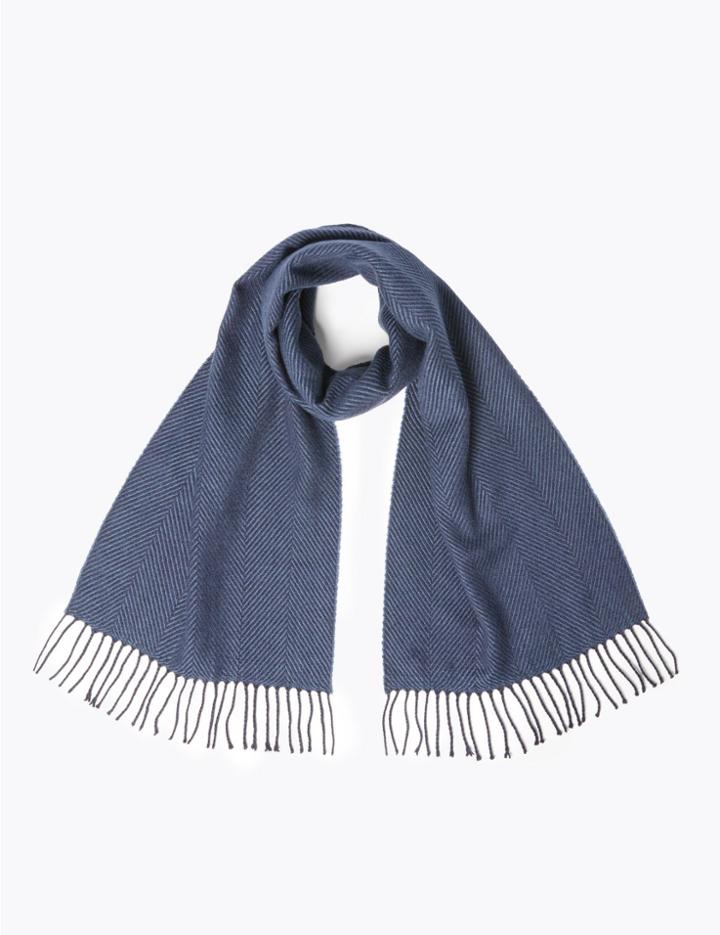 Marks & Spencer Wide Herringbone Scarf Blue Mix