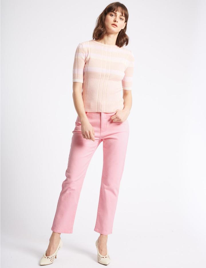 Marks & Spencer Straight Ankle Grazer Jeans Sugar Pink