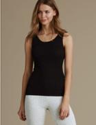 Marks & Spencer 2 Pack Thermal Pointelle Built Up Shoulder Vests Black/grey