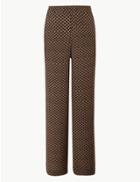 Marks & Spencer Geometric Print Wide Leg Trousers Camel Mix