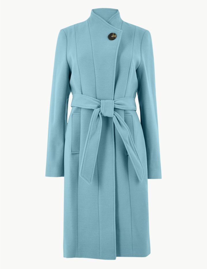 Marks & Spencer Wrap Coat Duck Egg