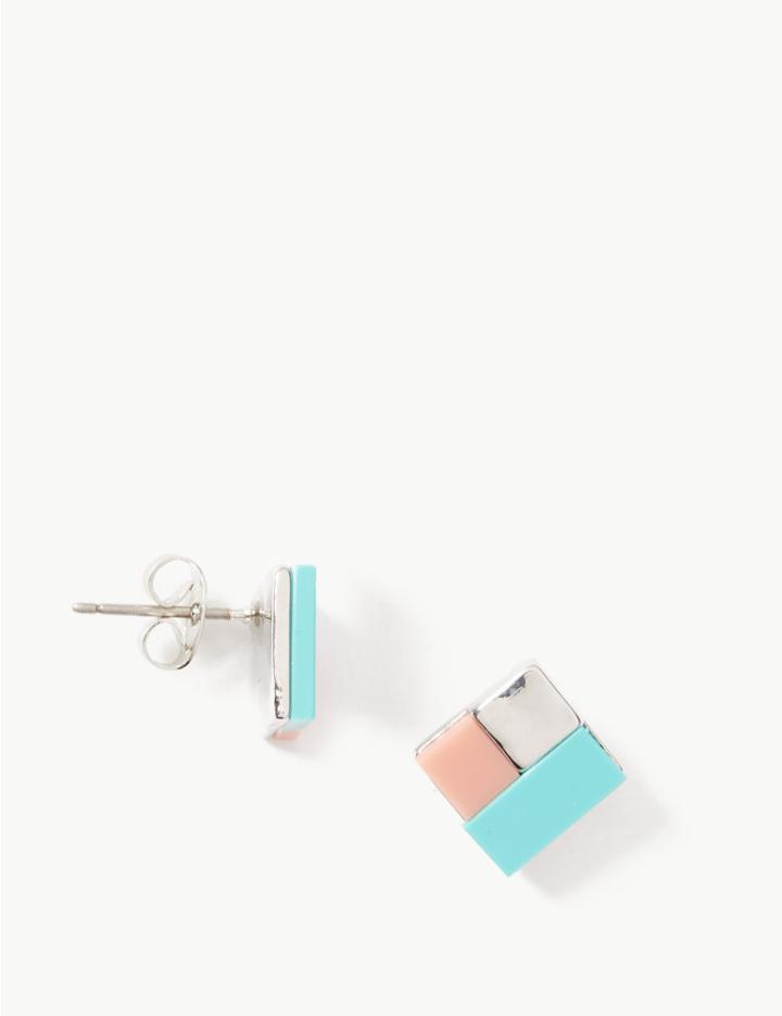 Marks & Spencer Tile Stud Earrings Turquoise