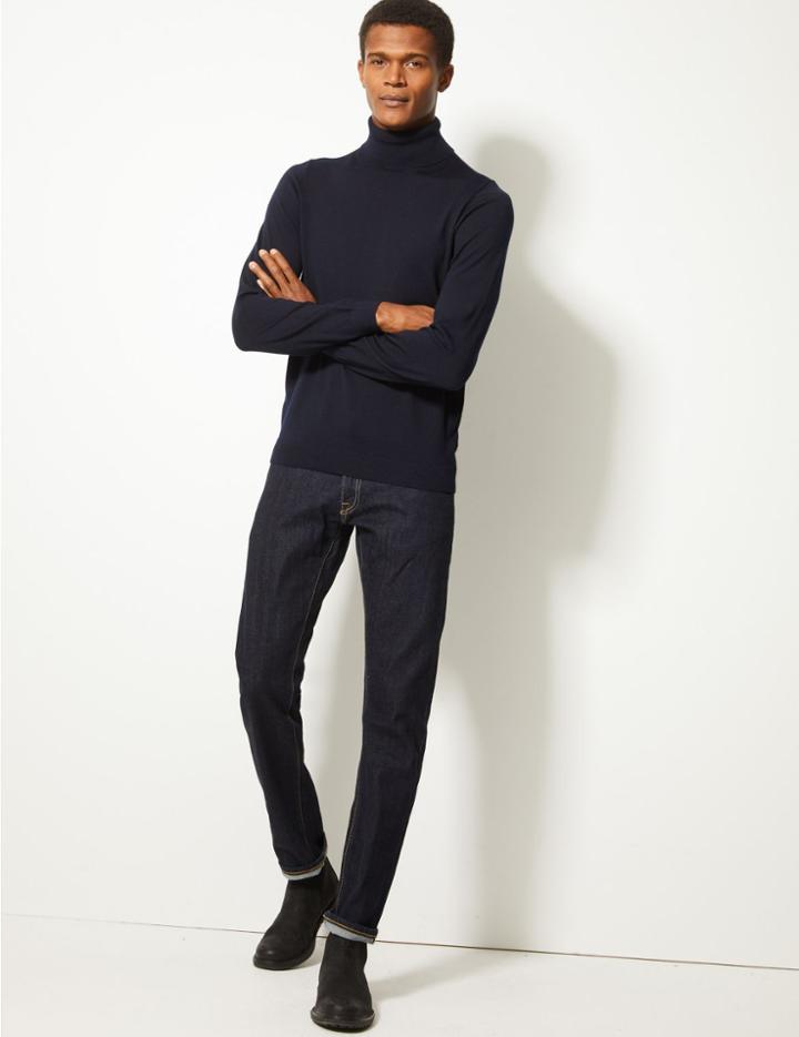 Marks & Spencer Slim Fit Japanese Selvedge Stretch Jeans Indigo