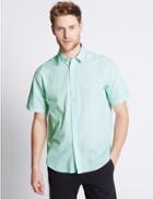 Marks & Spencer Pure Cotton Striped Shirt Mint