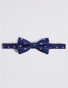 Marks & Spencer Pure Silk Spotted Bow Tie Pink Mix
