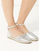 Marks & Spencer Almond Toe Metallic Espadrilles Silver