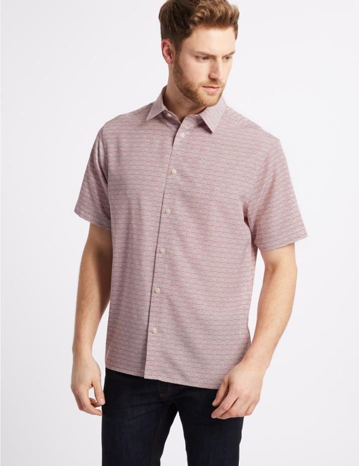 Marks & Spencer Square Design Printed Shirt Dusky Rose