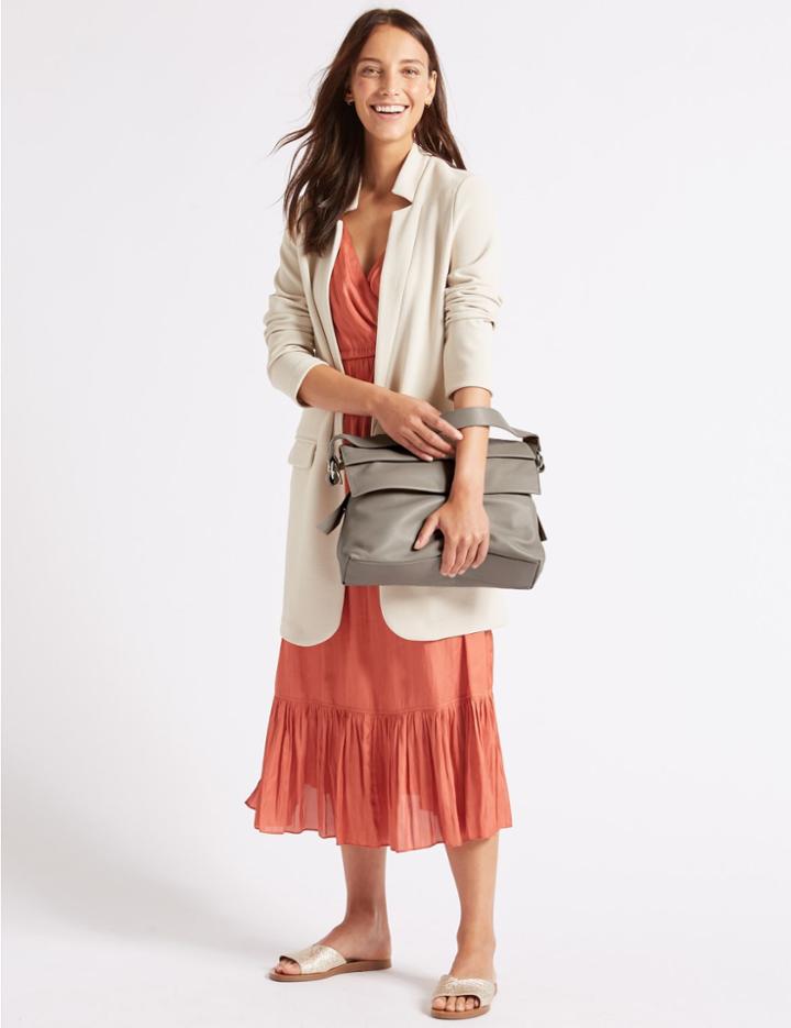 Marks & Spencer Leather Shoulder Bag Grey