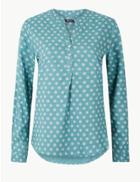 Marks & Spencer Printed Button Detailed Blouse Blue Mix