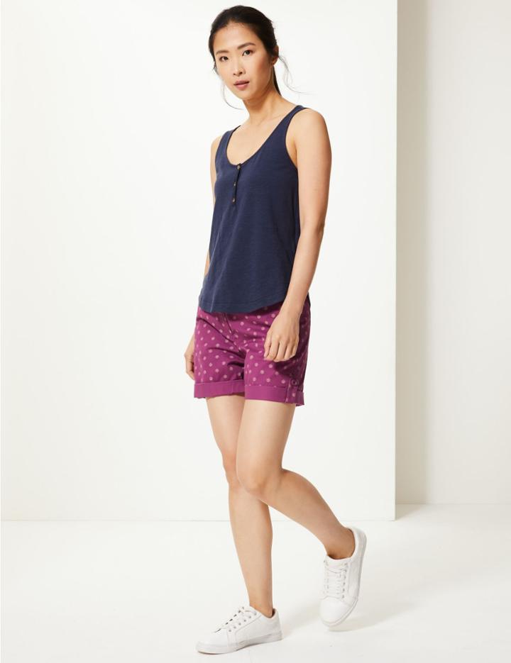 Marks & Spencer Cotton Flower Motif Shorts Purple Mix